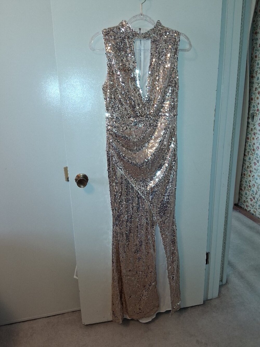 Gold Sequin Gown, M